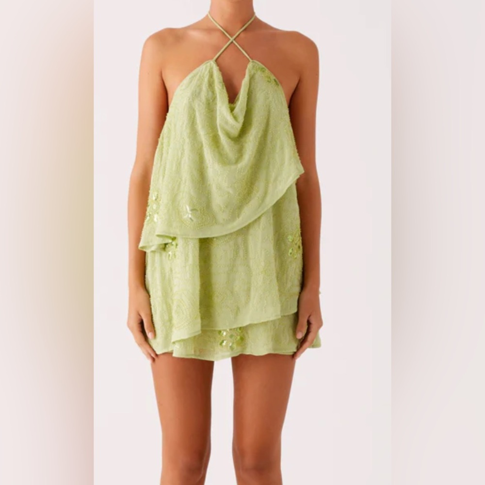 NWT PEPPERMAYO ON THE GO BEADED MINI DRESS- MINT